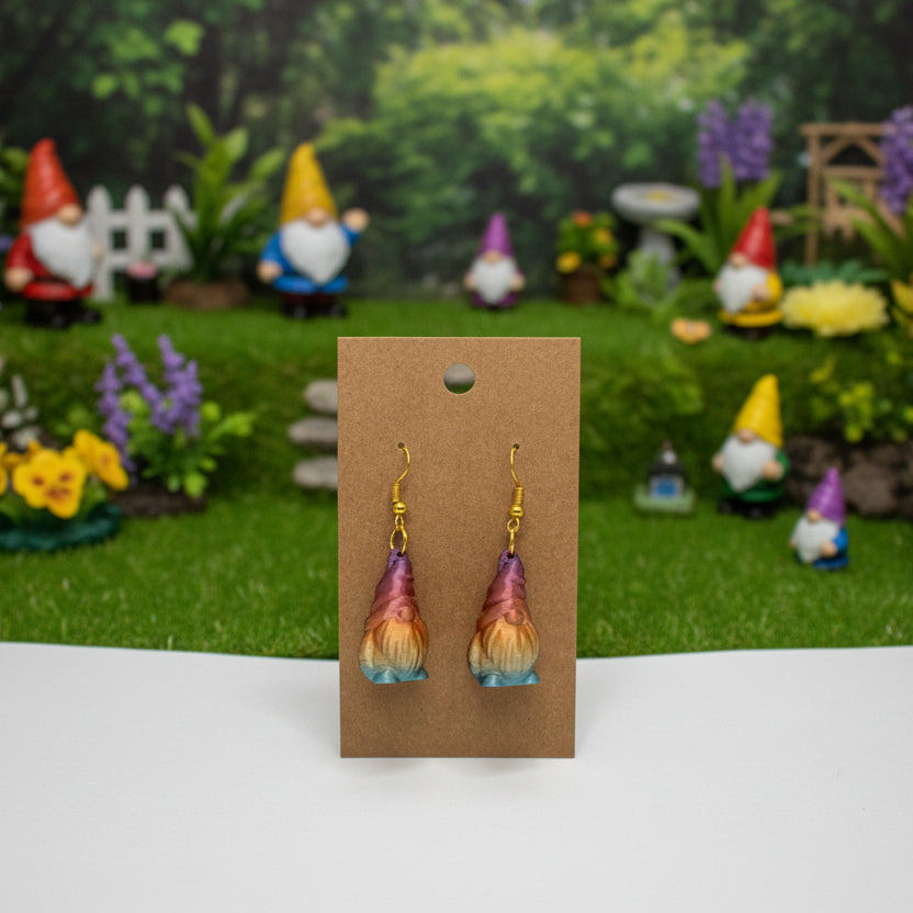 gnome earrings on gold plated copper hooks